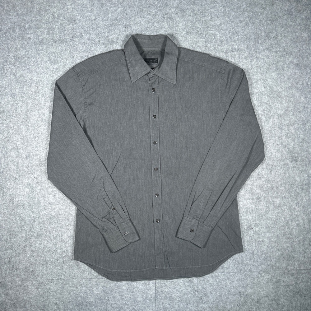 Prada Button Up Shirt Mens 41/16 Gray Long Sleeve Made In Italy Luxury Designer